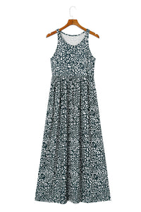Rose Pink Leopard Pocketed Maxi Tank Dress