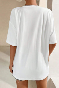 White GOOD VIBES Chenille Letter Oversized T Shirt