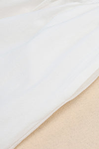 White Lace Splicing Drawstring Linen Pants