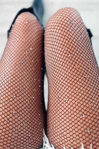 Flesh Sexy Rhinestone Fishnet Pantyhose