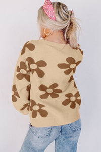 Cypress Floral Print Knitted Long Sleeve Pullover Sweater