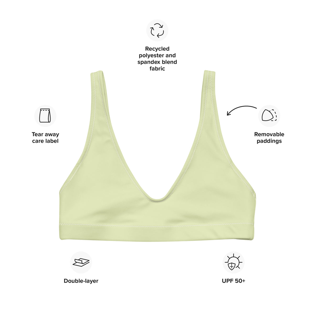 BELLA ECO PADDED BIKINI TOP | PASTEL LIME