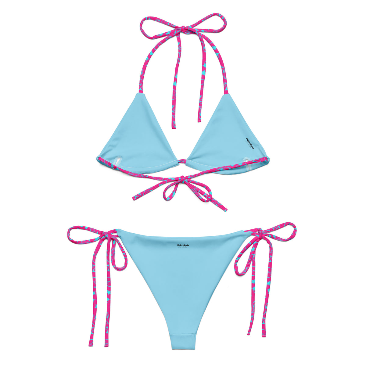 STRING BIKINI SET ECO - GARDEN PARTY HOT PINK & BLUE