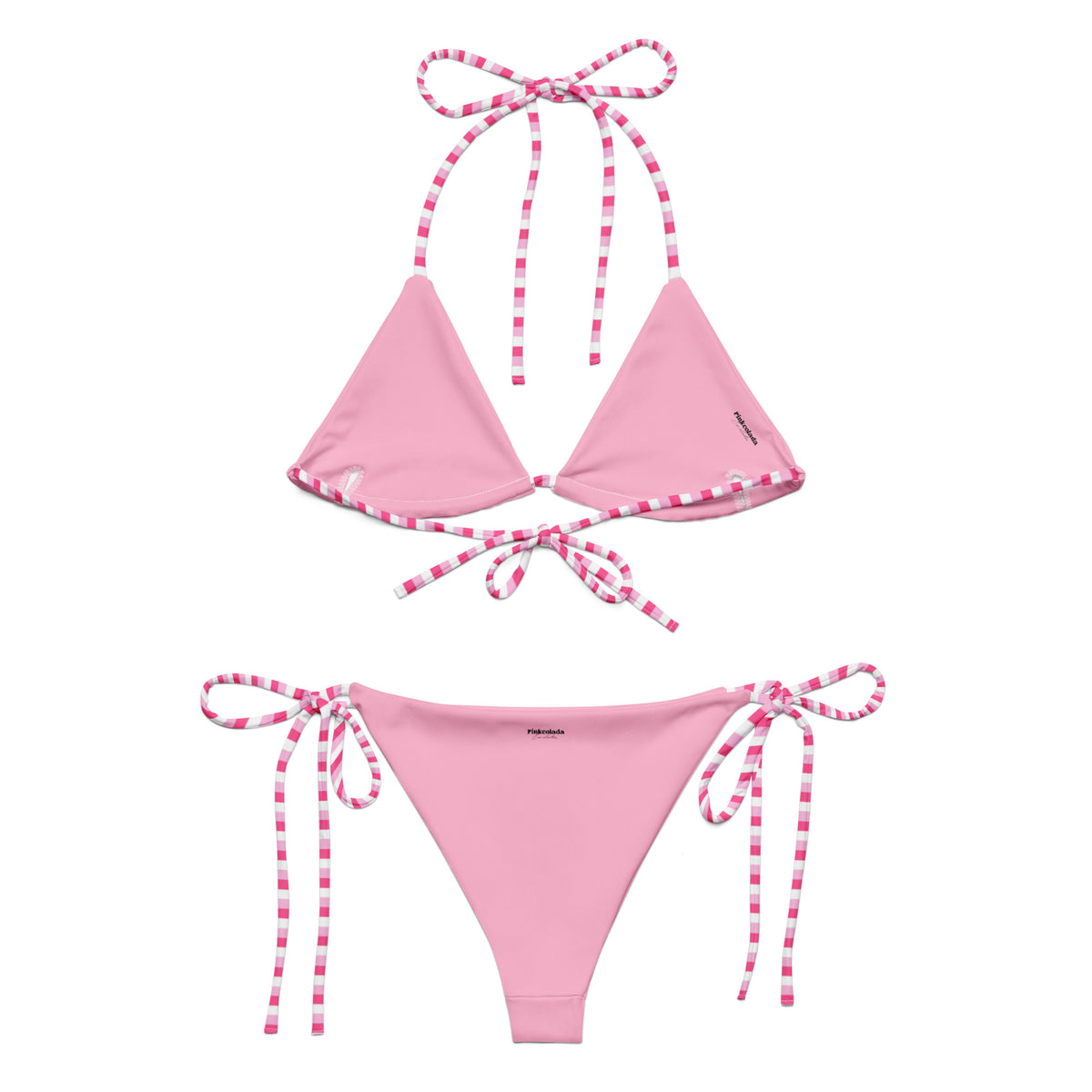 STRING BIKINI SET ECO - PINK STRIPES