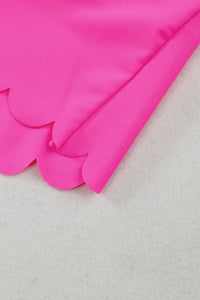 Rose Scalloped Sleeveless High Waisted Two Piece Swimsuit