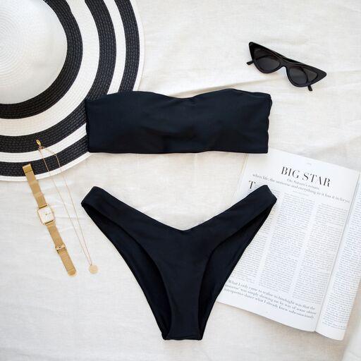 BAUDOUIN BIKINI TOP IN LIQUORICE BLACK - PINKCOLADA