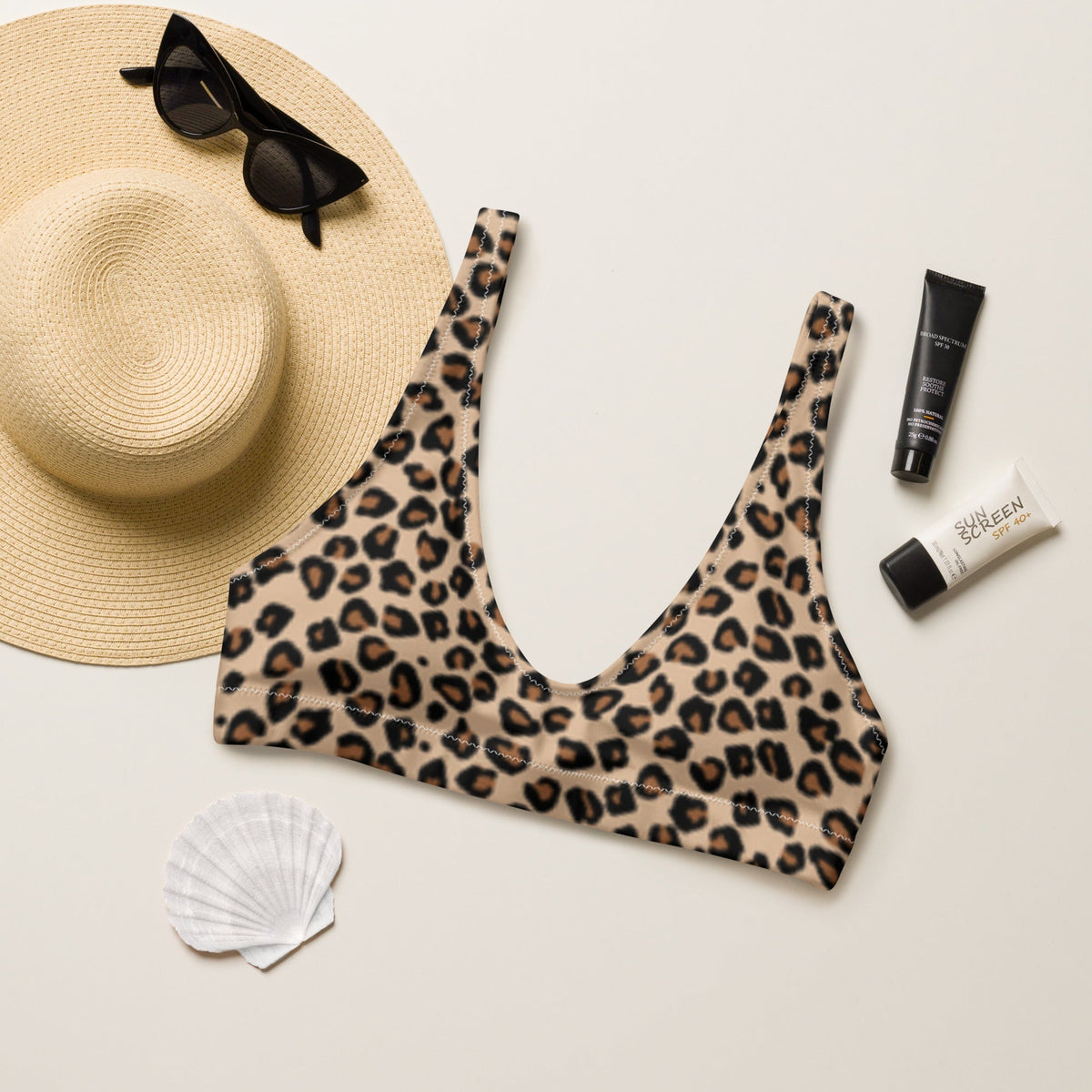 BELLA ECO PADDED BIKINI TOP | LEOPARD - PINKCOLADA