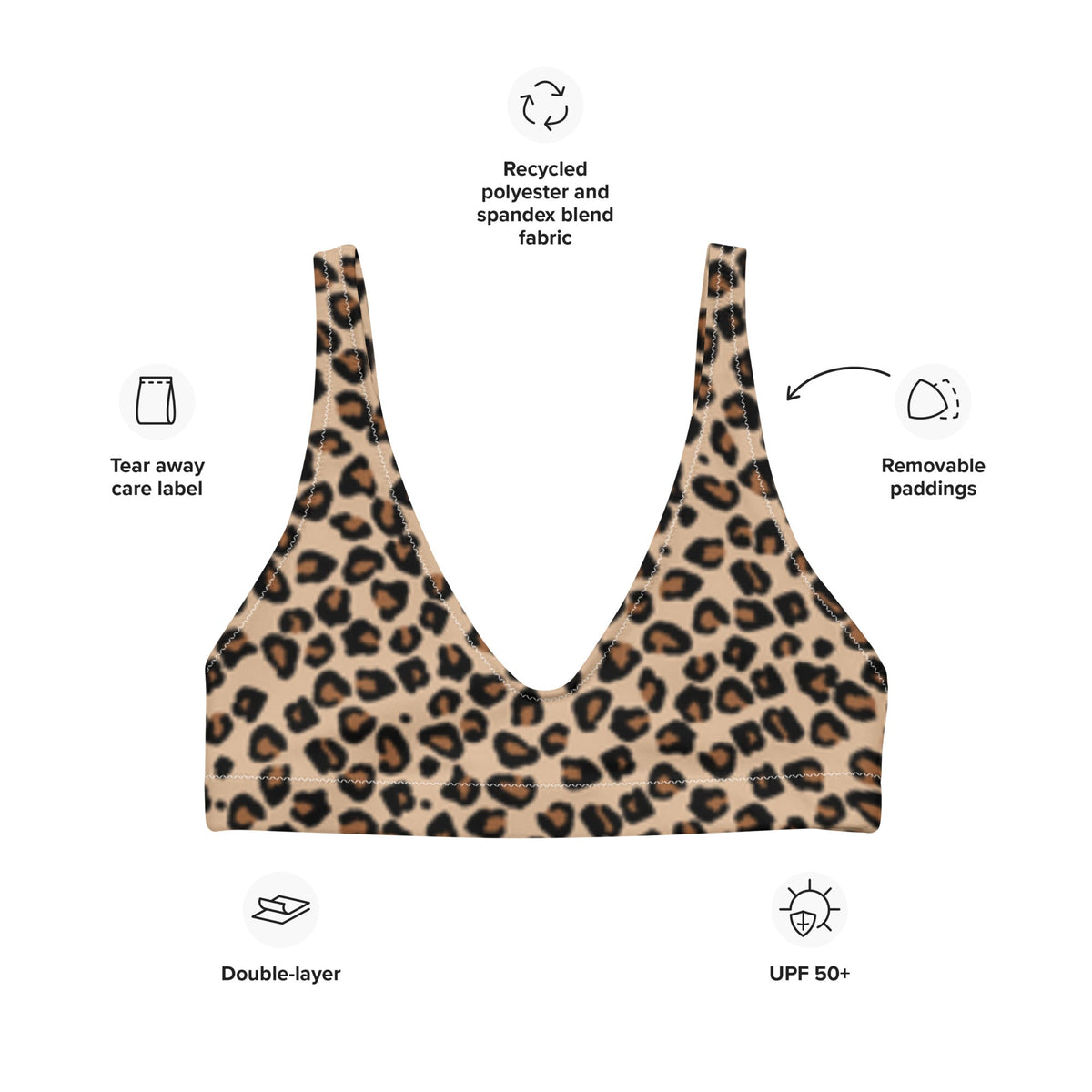 BELLA ECO PADDED BIKINI TOP | LEOPARD - PINKCOLADA
