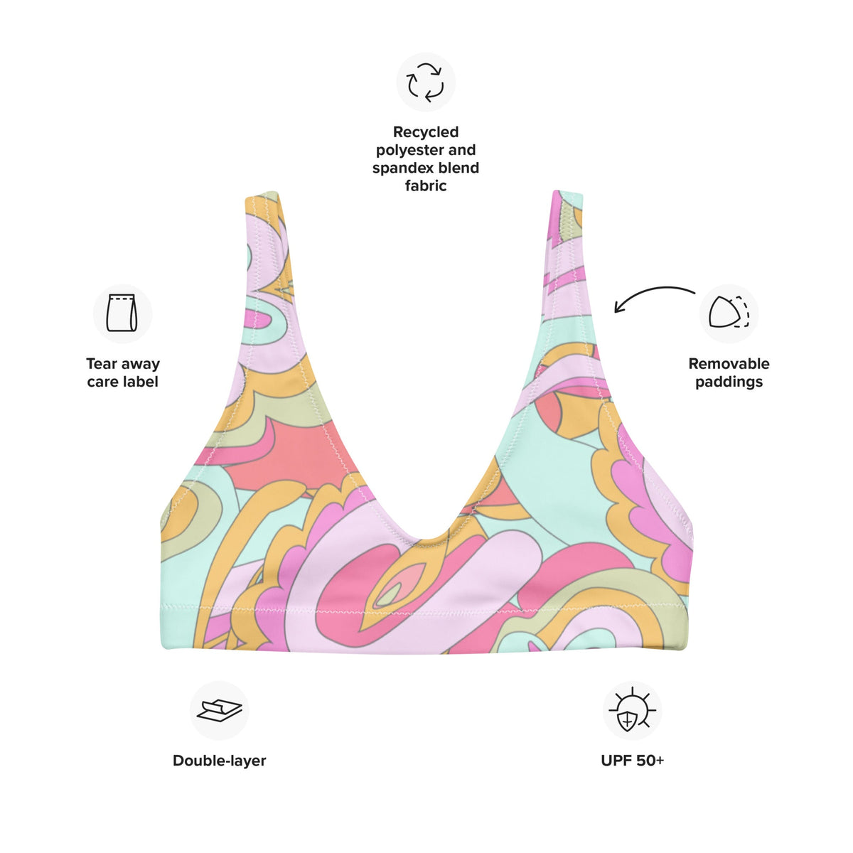 BELLA ECO PADDED BIKINI TOP | PINK DELICA - PINKCOLADA