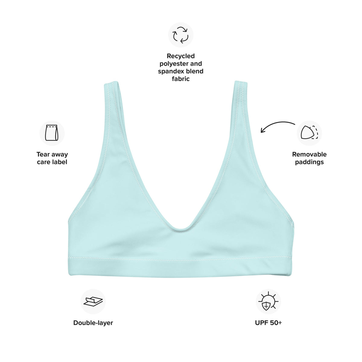 BELLA ECO PADDED BIKINI TOP | POWDER BLUE - PINKCOLADA
