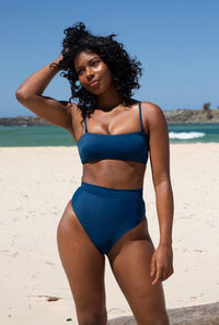 BERMUDA BIKINI TOP IN MIDNIGHT TEAL - PINKCOLADA