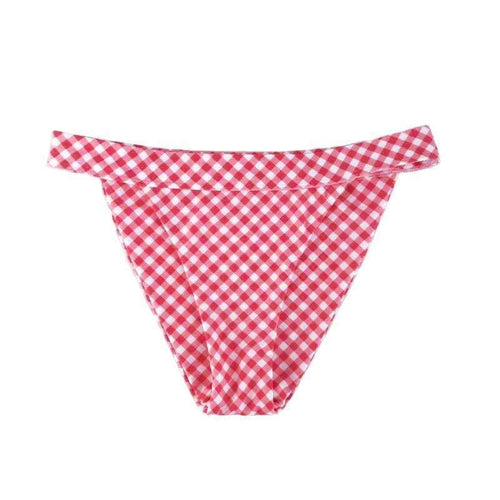 BORA BIKINI BOTTOMS IN RED GINGHAM - PINKCOLADA