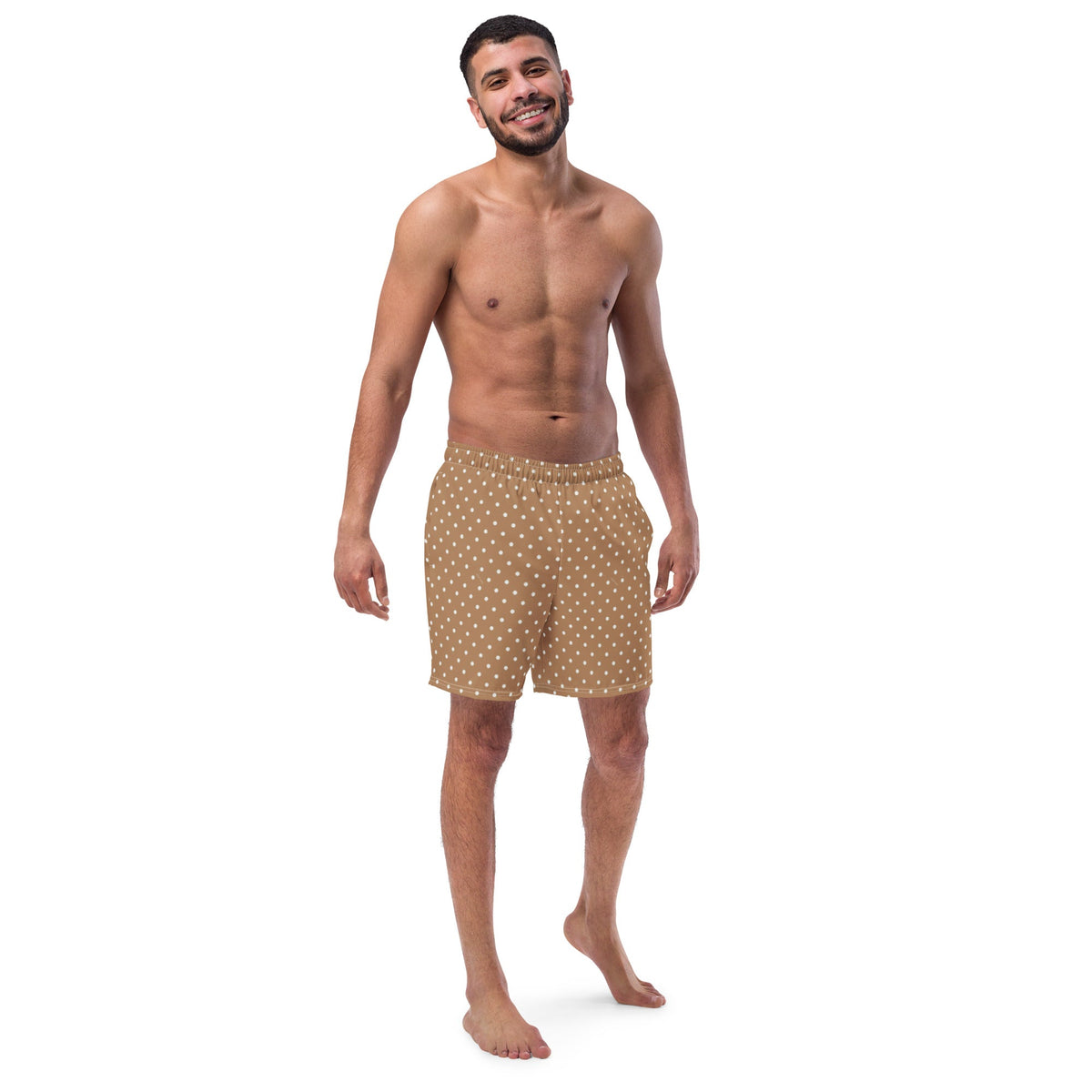 ECO MEN'S SWIM SHORTS | BROWN POLKA DOTS - PINKCOLADA