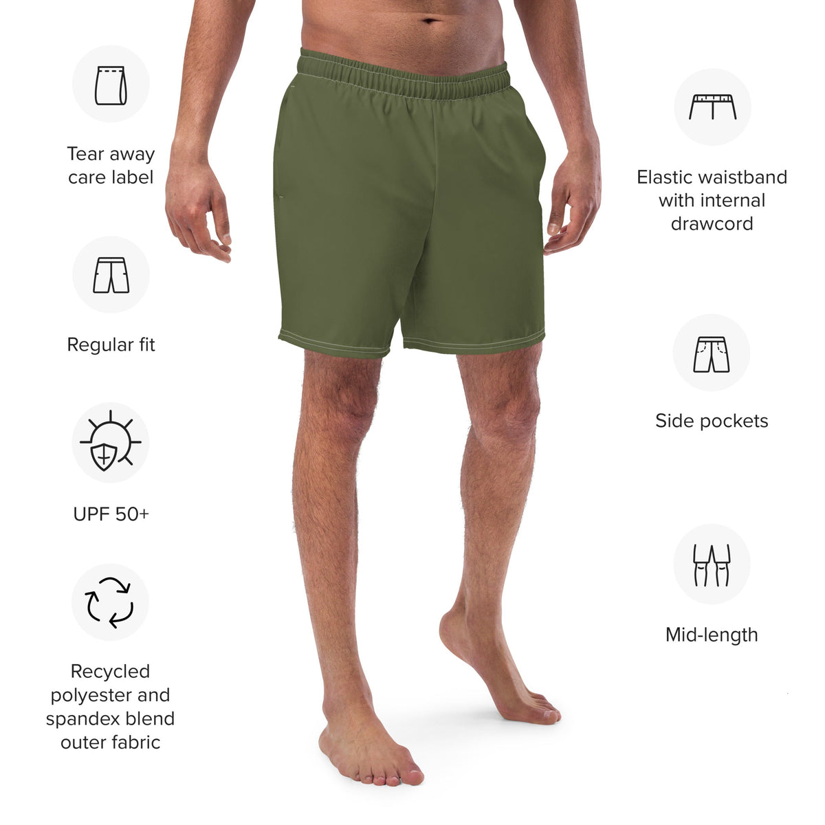 ECO MEN'S SWIM SHORTS | KHAKI - PINKCOLADA