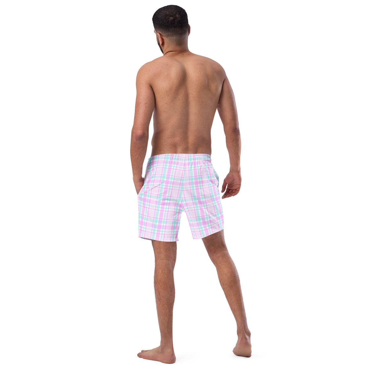 ECO MEN'S SWIM SHORTS | PINK PLAIDS - PINKCOLADA