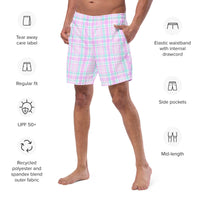 ECO MEN'S SWIM SHORTS | PINK PLAIDS - PINKCOLADA