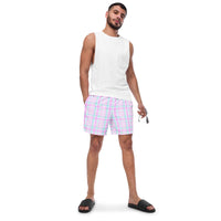 ECO MEN'S SWIM SHORTS | PINK PLAIDS - PINKCOLADA
