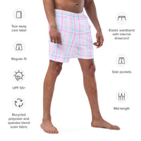 ECO MEN'S SWIM SHORTS | PINK PLAIDS - PINKCOLADA