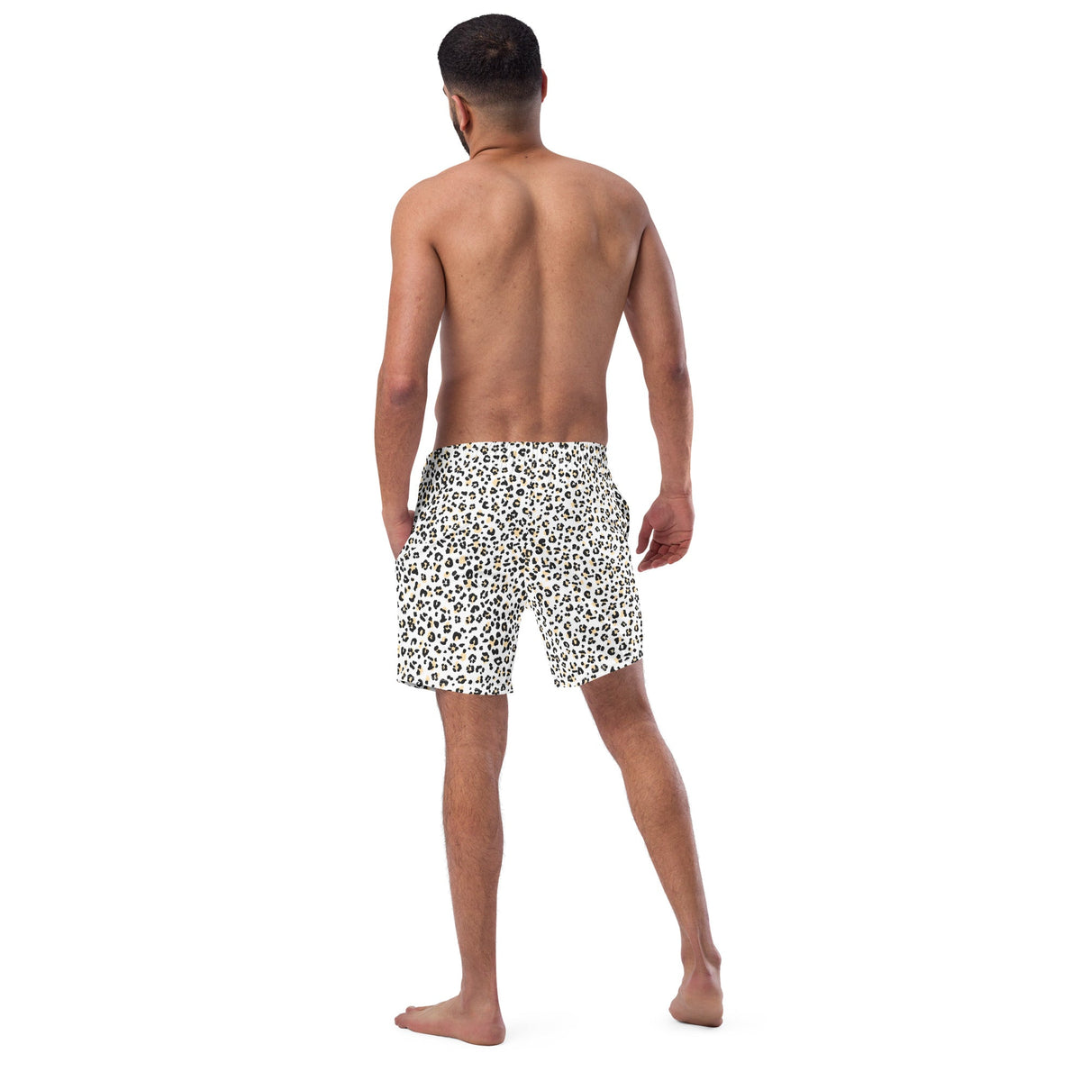 ECO MEN'S SWIM SHORTS | WHITE LEOPARD - PINKCOLADA