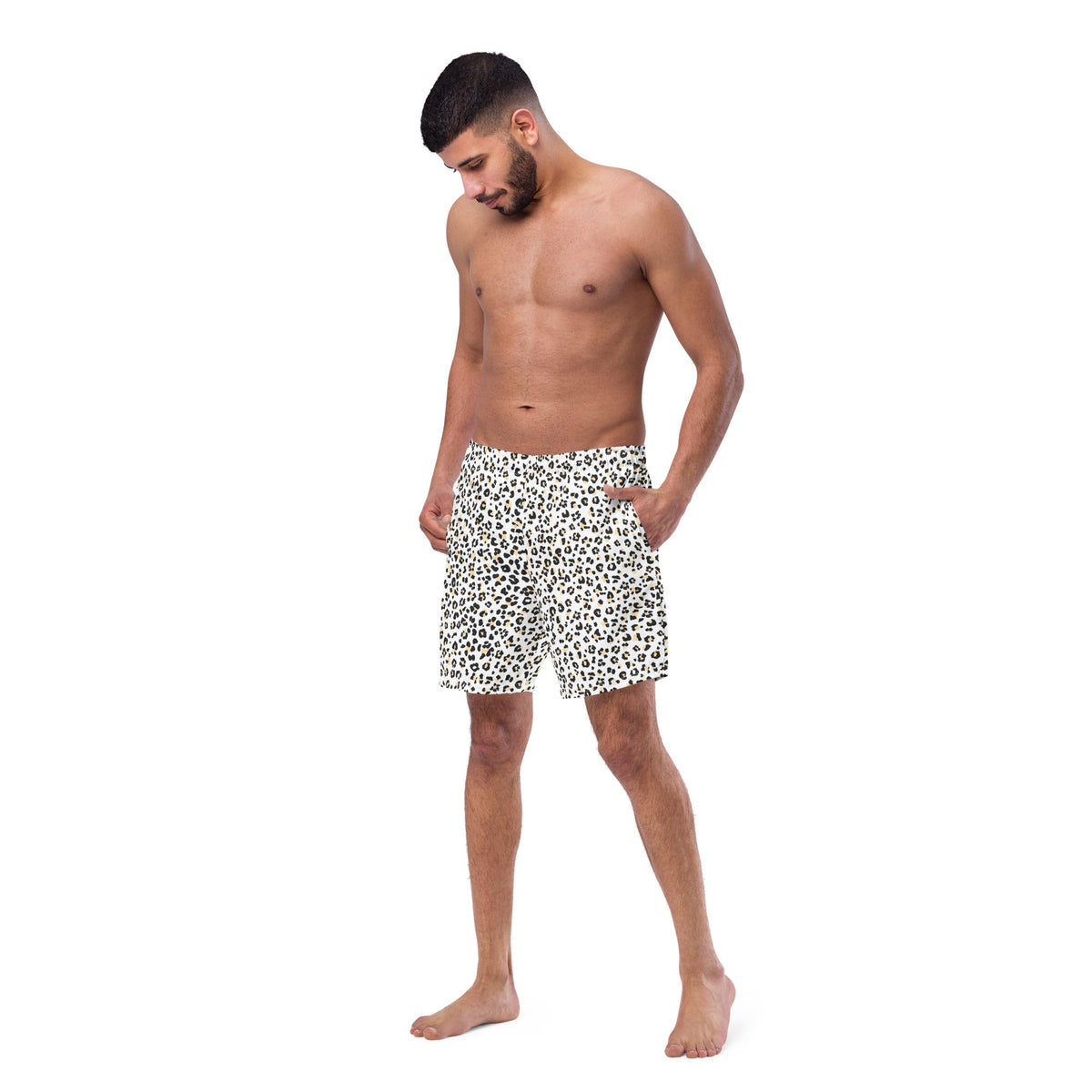 ECO MEN'S SWIM SHORTS | WHITE LEOPARD - PINKCOLADA