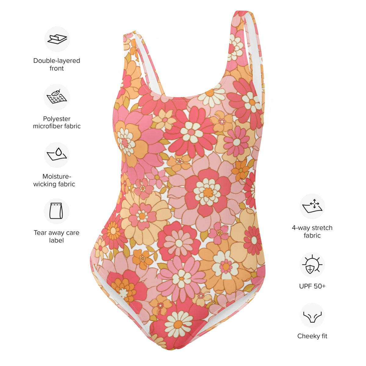 FLORIDA ECO ONE PIECE SWIMSUIT - RETRO BLOOMS - PINKCOLADA