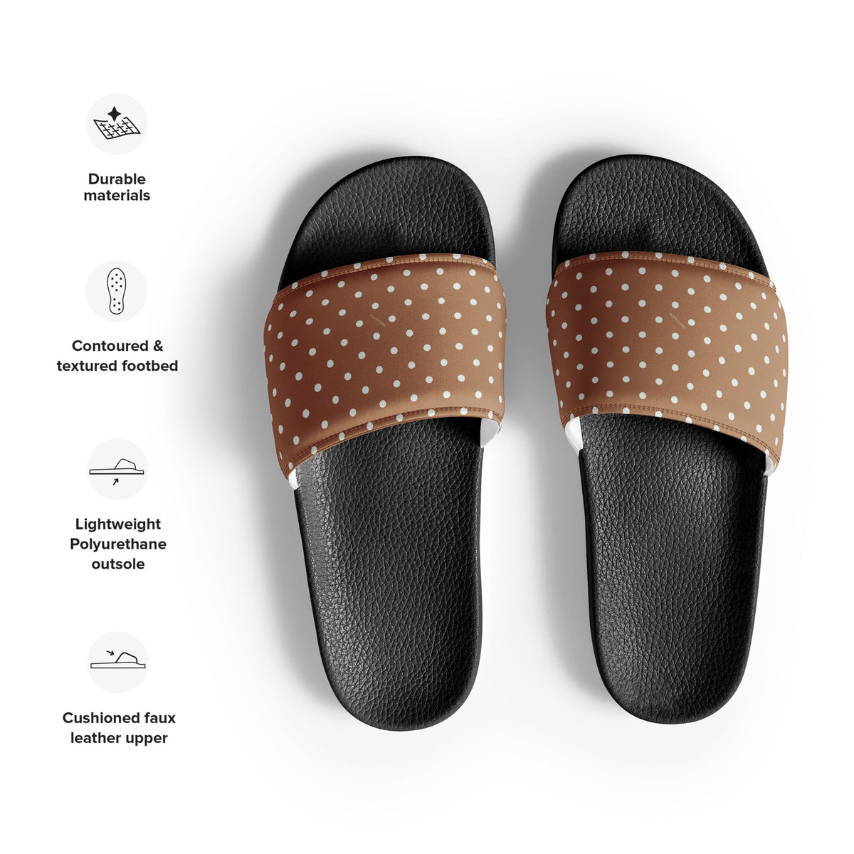 HAWAII WOMEN'S SLIDES - BROWN POLKA - PINKCOLADA