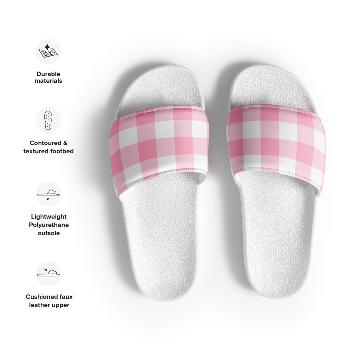 HAWAII WOMEN'S SLIDES - PINK GINGHAM - PINKCOLADA