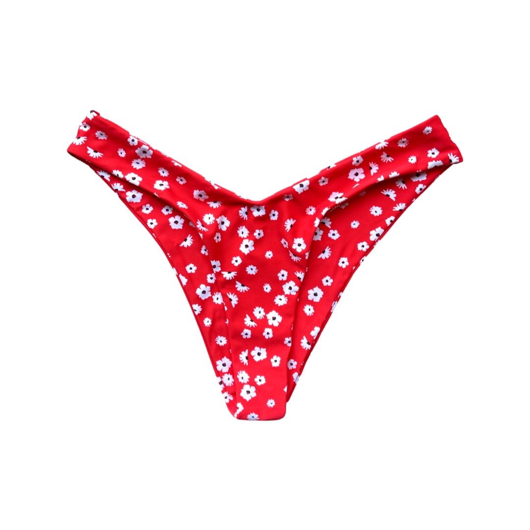 MALDIVES HIGH CUT BIKINI BOTTOM - FLORAL SANGRIA - PINKCOLADA