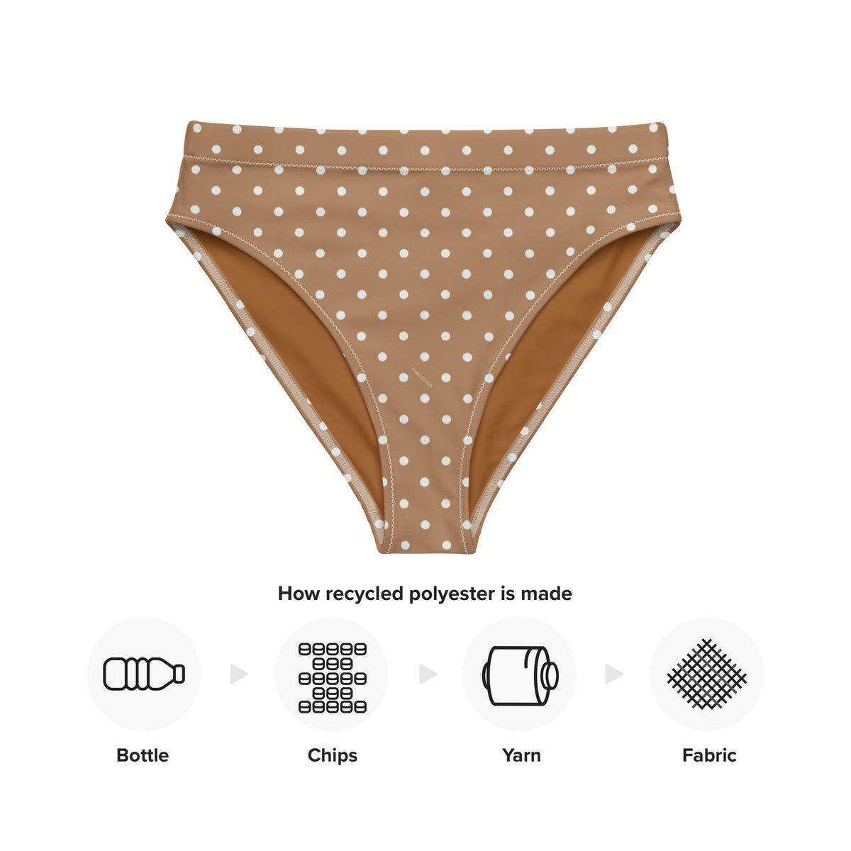 MIAMI ECO HIGH WAISTED BIKINI BOTTOM | BROWN POLKA DOTS - PINKCOLADA