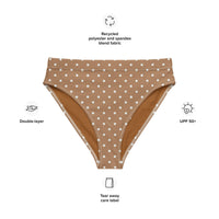 MIAMI ECO HIGH WAISTED BIKINI BOTTOM | BROWN POLKA DOTS - PINKCOLADA