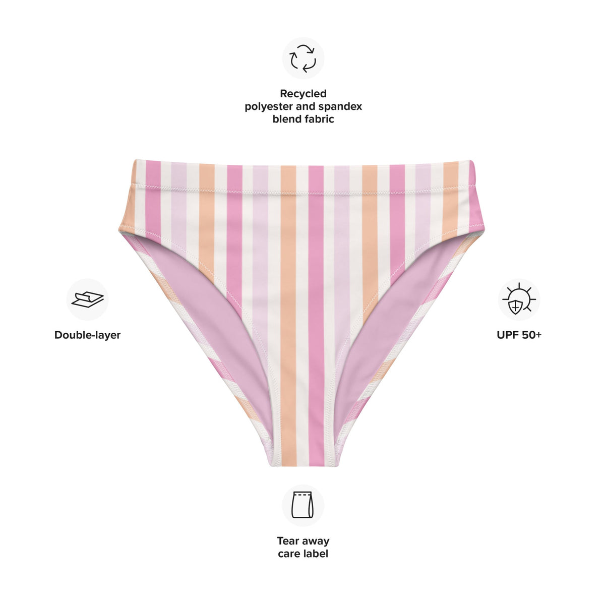 MIAMI ECO HIGH WAISTED BIKINI BOTTOM | TROPIC NIGHTS - PINKCOLADA