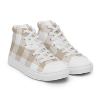 PINKCOLADA HIGH TOP CANVAS SHOES - BEIGE GINGHAM - PINKCOLADA