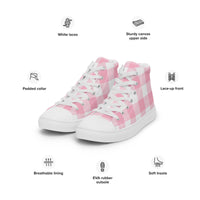 PINKCOLADA HIGH TOP CANVAS SHOES - PINK GINGHAM - PINKCOLADA