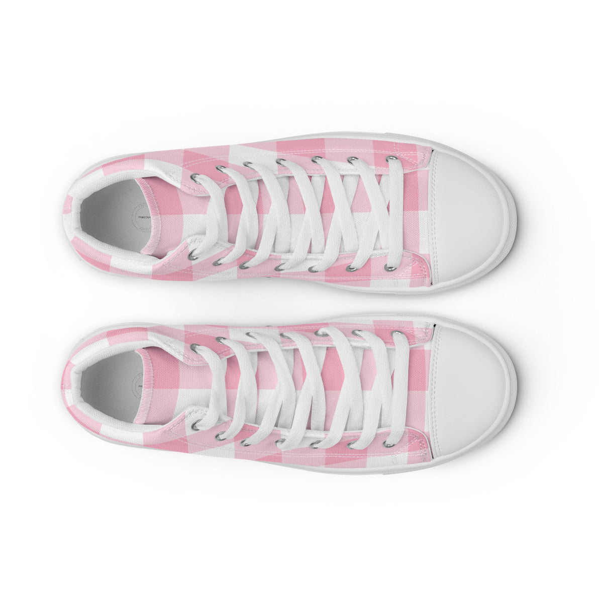 PINKCOLADA HIGH TOP CANVAS SHOES - PINK GINGHAM - PINKCOLADA