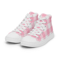 PINKCOLADA HIGH TOP CANVAS SHOES - PINK GINGHAM - PINKCOLADA