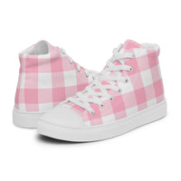 PINKCOLADA HIGH TOP CANVAS SHOES - PINK GINGHAM - PINKCOLADA