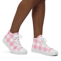 PINKCOLADA HIGH TOP CANVAS SHOES - PINK GINGHAM - PINKCOLADA