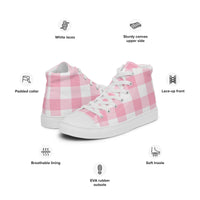 PINKCOLADA HIGH TOP CANVAS SHOES - PINK GINGHAM - PINKCOLADA