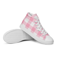 PINKCOLADA HIGH TOP CANVAS SHOES - PINK GINGHAM - PINKCOLADA