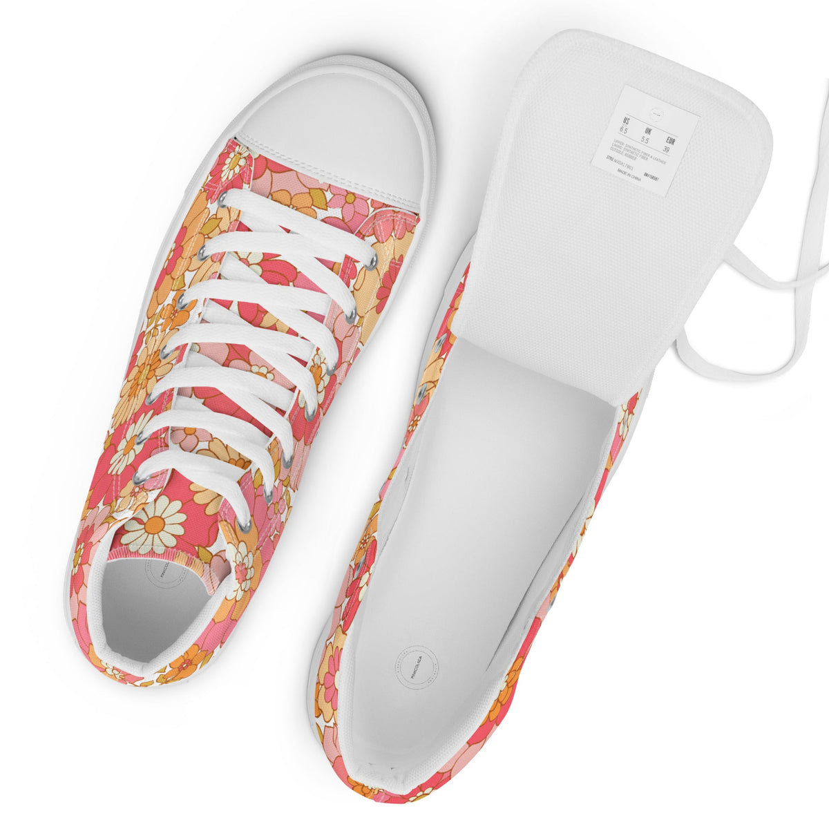 PINKCOLADA HIGH TOP CANVAS SHOES - RETRO BLOOMS - PINKCOLADA