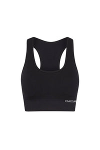 PINKFLEX SEAMLESS CROP TOP - LIQUORICE BLACK - PINKCOLADA