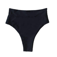 SEYCHELLES HIGH WAISTED BIKINI BOTTOMS IN LIQUORICE BLACK - PINKCOLADA