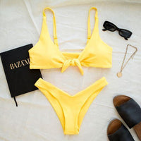 TIE UP BIKINI TOP IN MANGO YELLOW - PINKCOLADA