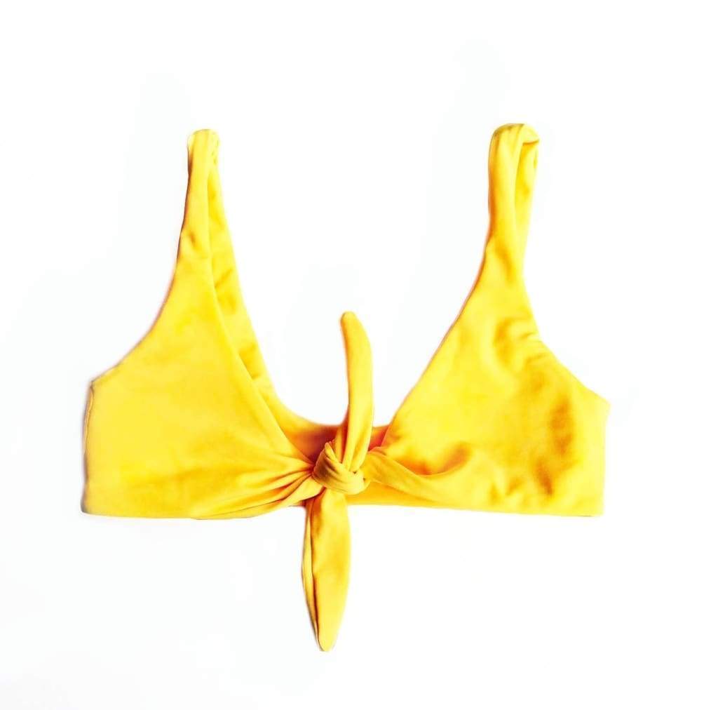 TIE UP BIKINI TOP IN MANGO YELLOW - PINKCOLADA