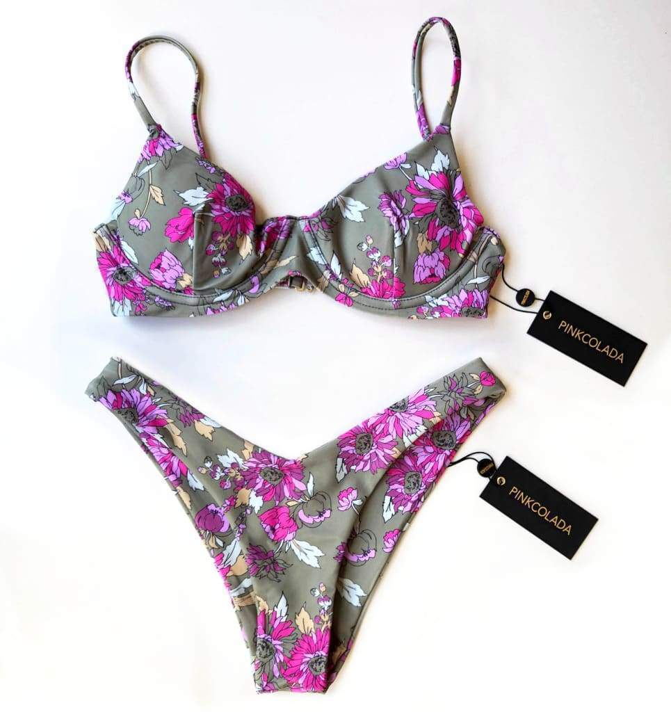 TROPEZ BIKINI TOP IN PINK WILD BLOOM - PINKCOLADA