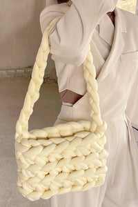 Beige Woven Large Single Shoulder Bag