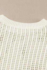 White Star Pattern Lightweight Hollow Knit Sweater