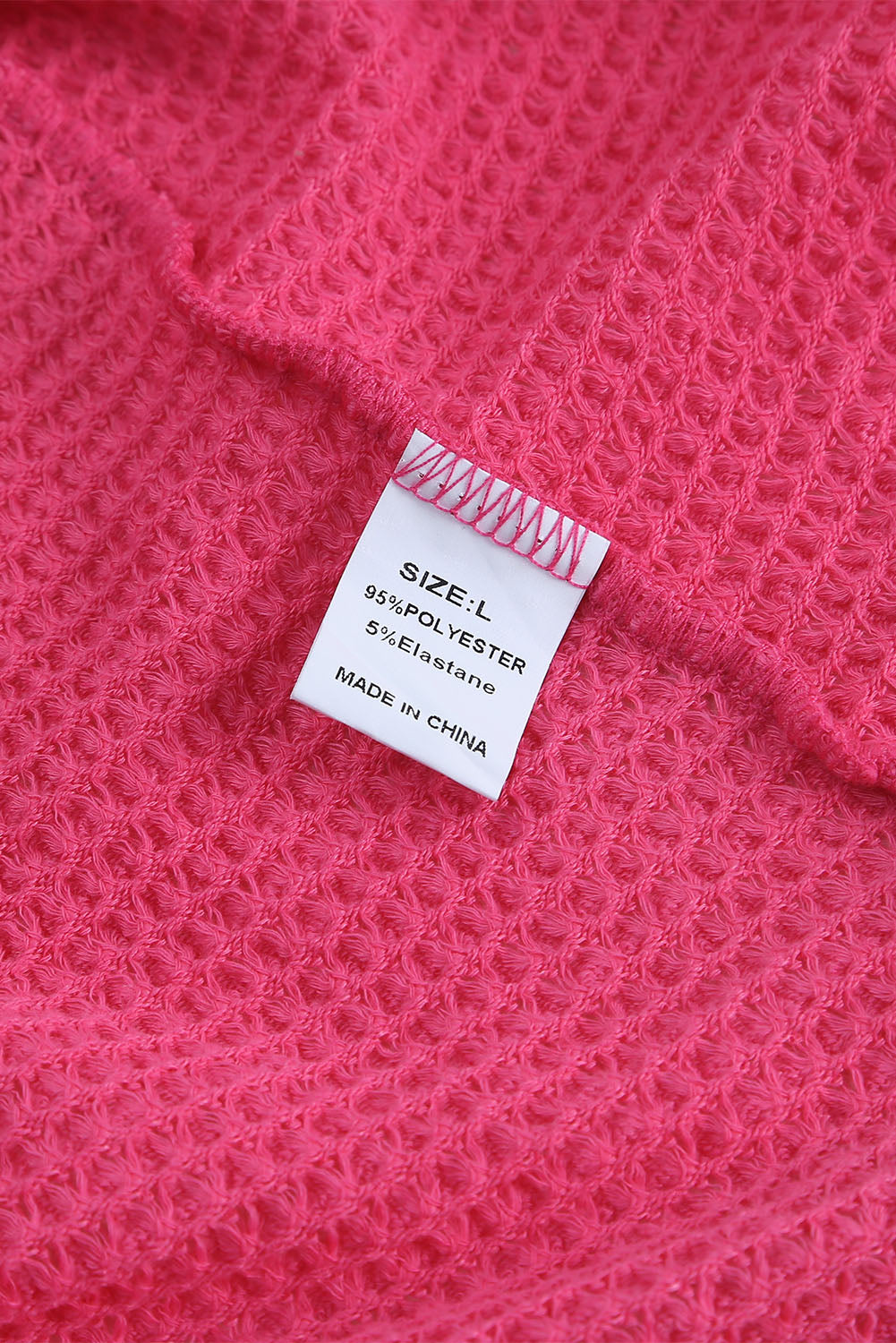 Hot Pink Pocket Buttons Front Waffle Knit Shacket