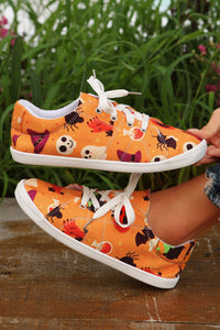 Bright White Halloween Ghouls & Pumpkin Sneakers