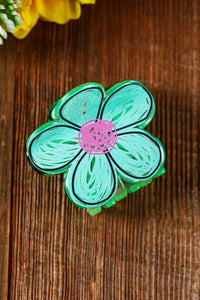 Mint Green Flower Shape Claw Hairpin